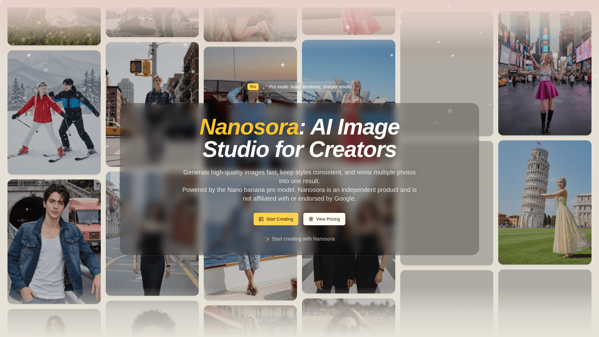 Nanosora AI Image Studio product preview for startup listing on Aura++