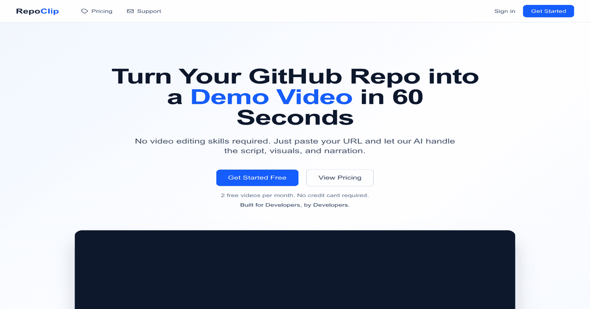 RepoClip product preview for startup listing on Aura++