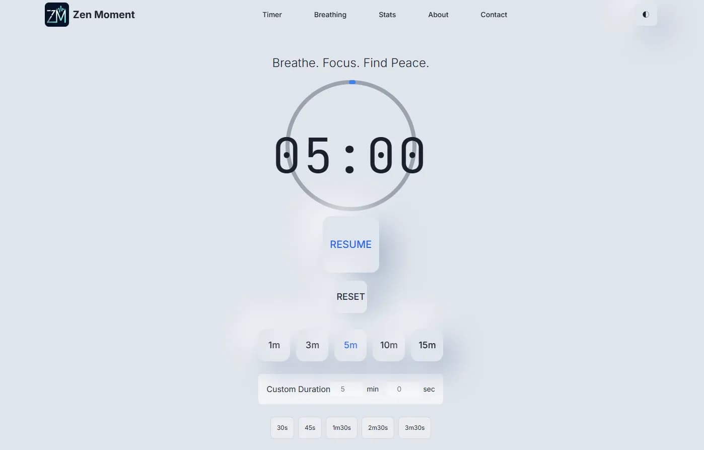 Zen Moment Meditation Timer product preview for startup listing on Aura++