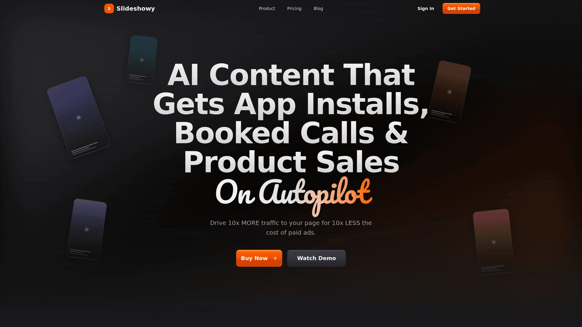 AI-Powered Viral Slideshow Creator product preview for startup listing on Aura++
