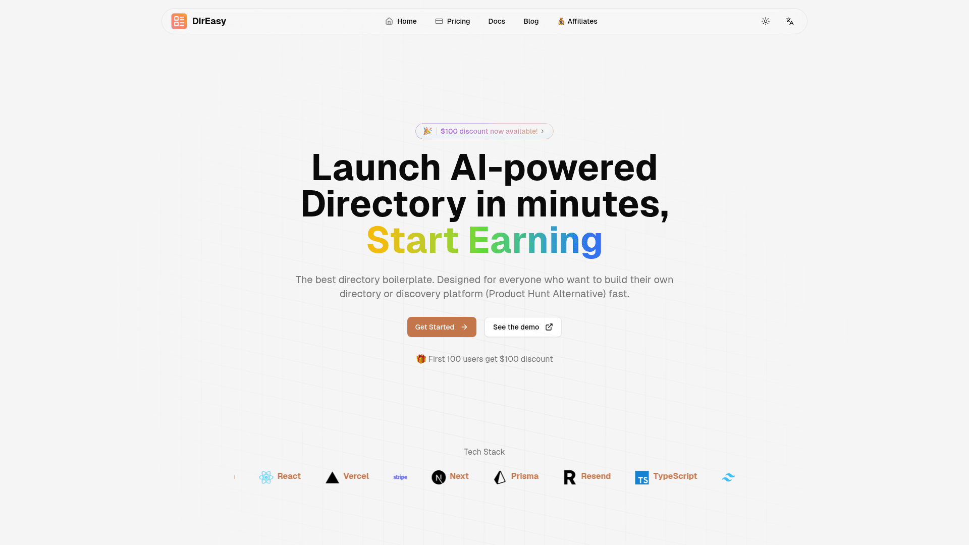 DirEasy - AI-Powered Directory Builder product preview for startup listing on Aura++