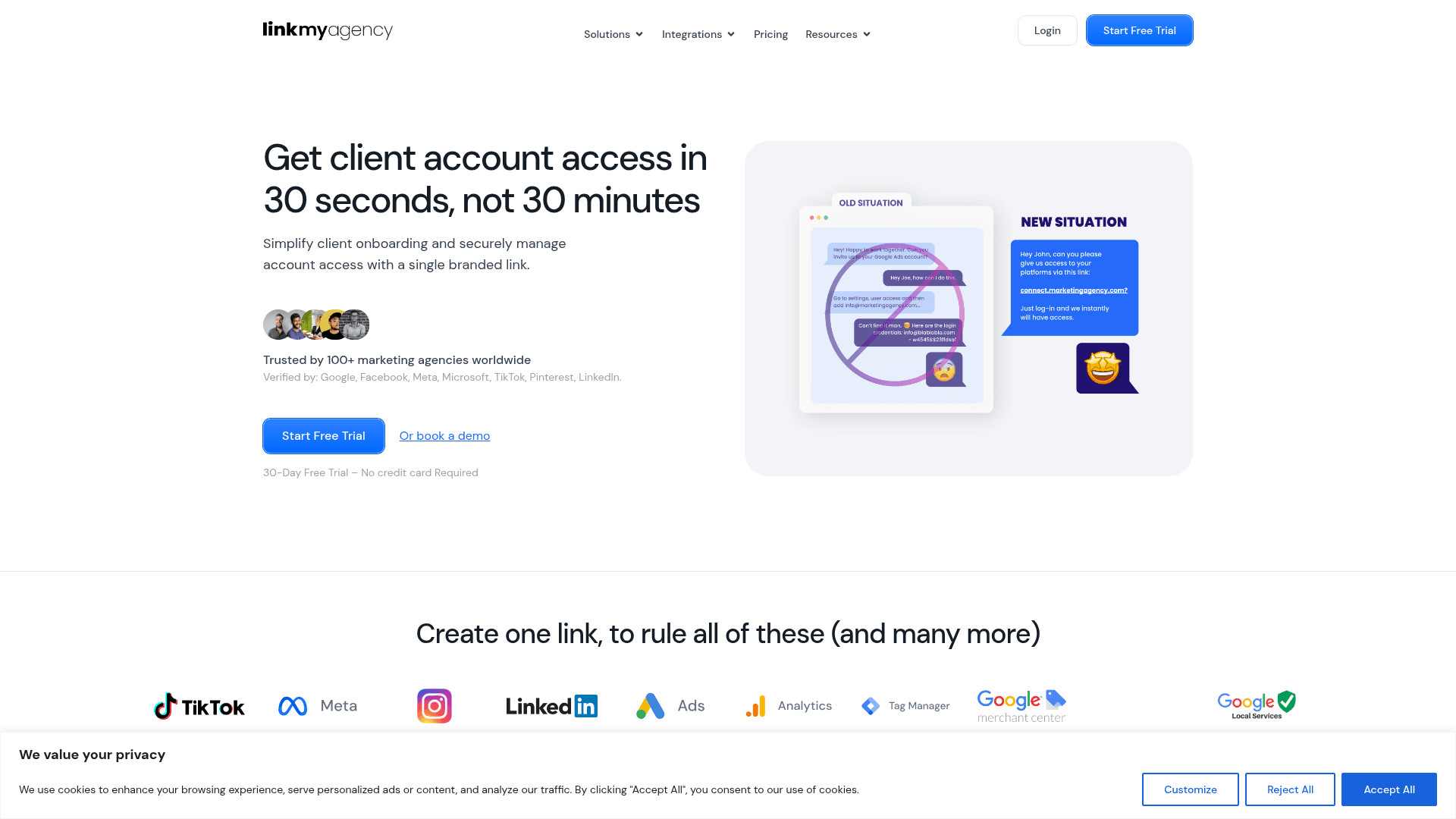LinkMyAgency Client Access Management product preview for startup listing on Aura++
