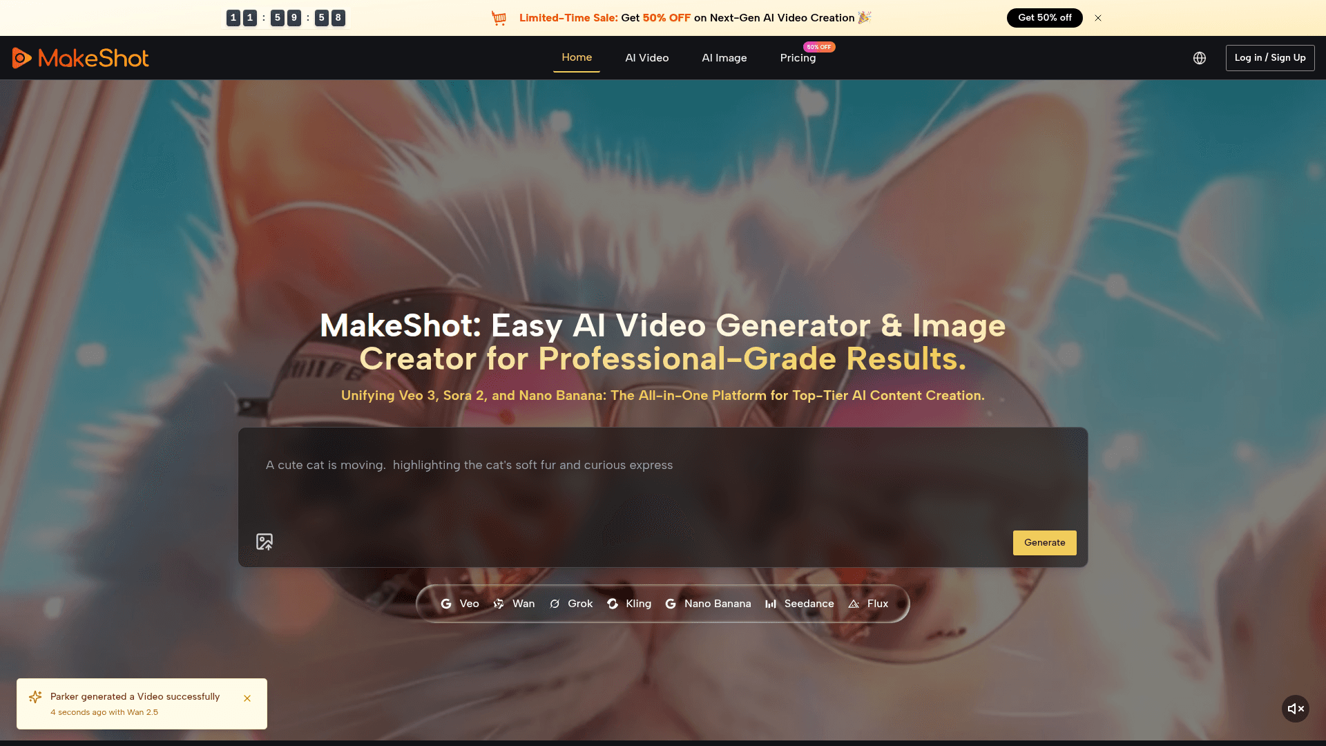 MakeShot AI Content Creation Platform product preview for startup listing on Aura++