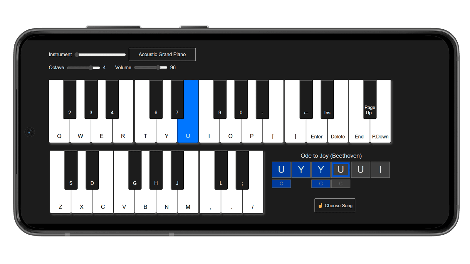 Electronic Piano product preview for startup listing on Aura++