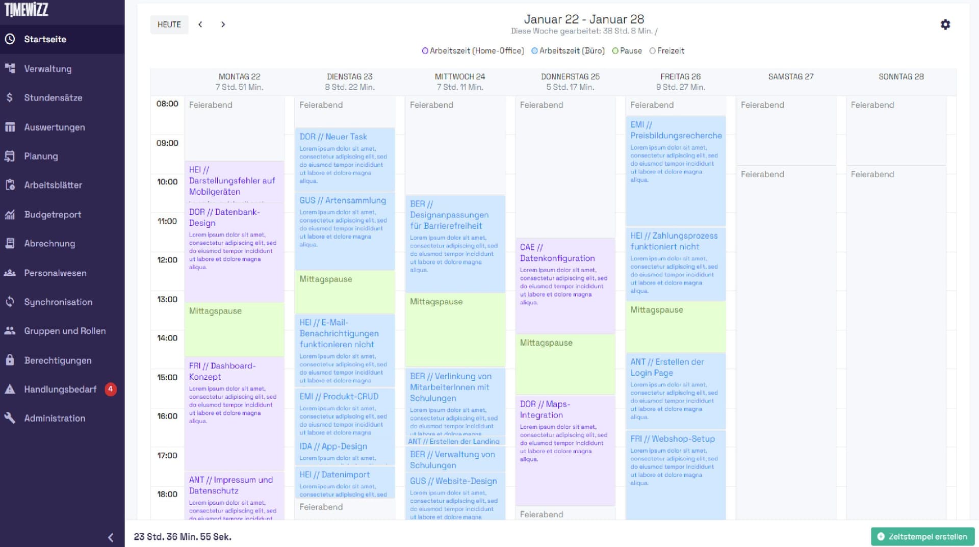 timewizz - Agile Time Tracking & Project Management product preview for startup listing on Aura++