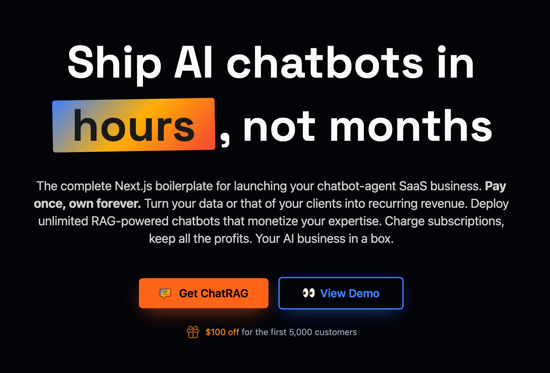 ChatRAG product preview for startup listing on Aura++