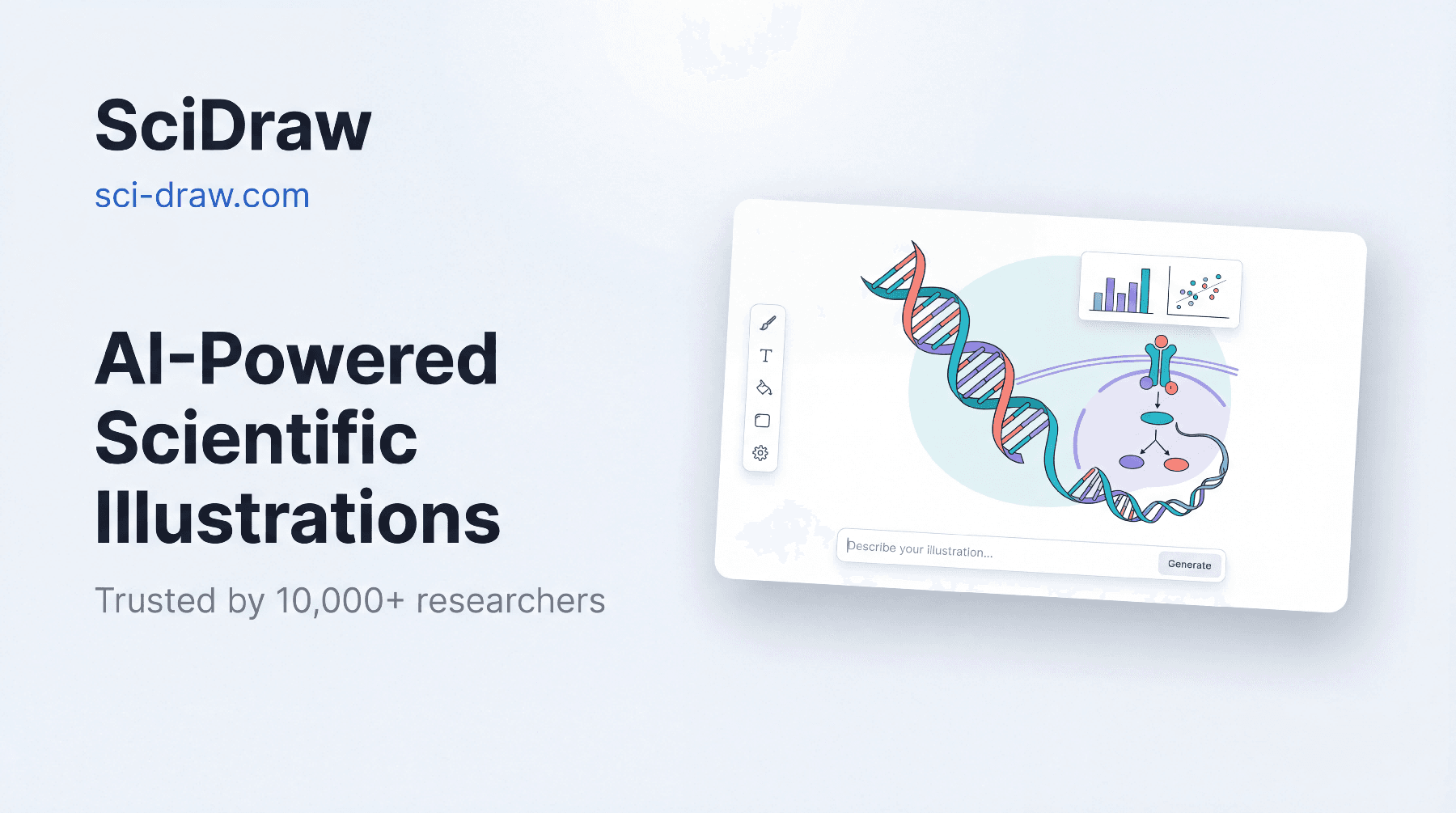 SciDraw AI - Scientific Illustration & Data Visualization product preview for startup listing on Aura++