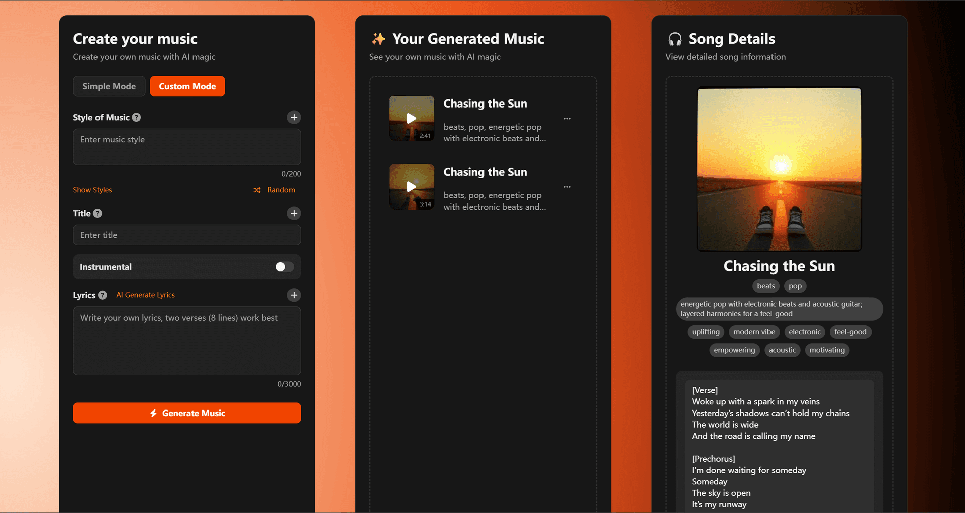 Vibe Musicing product preview for startup listing on Aura++