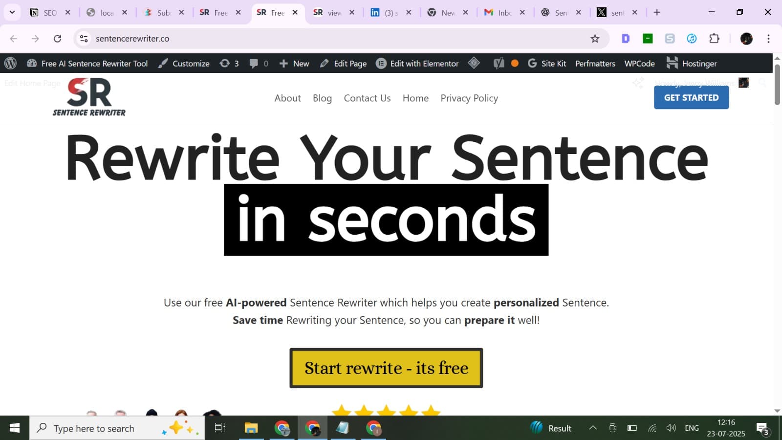 sentence rewriter product preview for startup listing on Aura++
