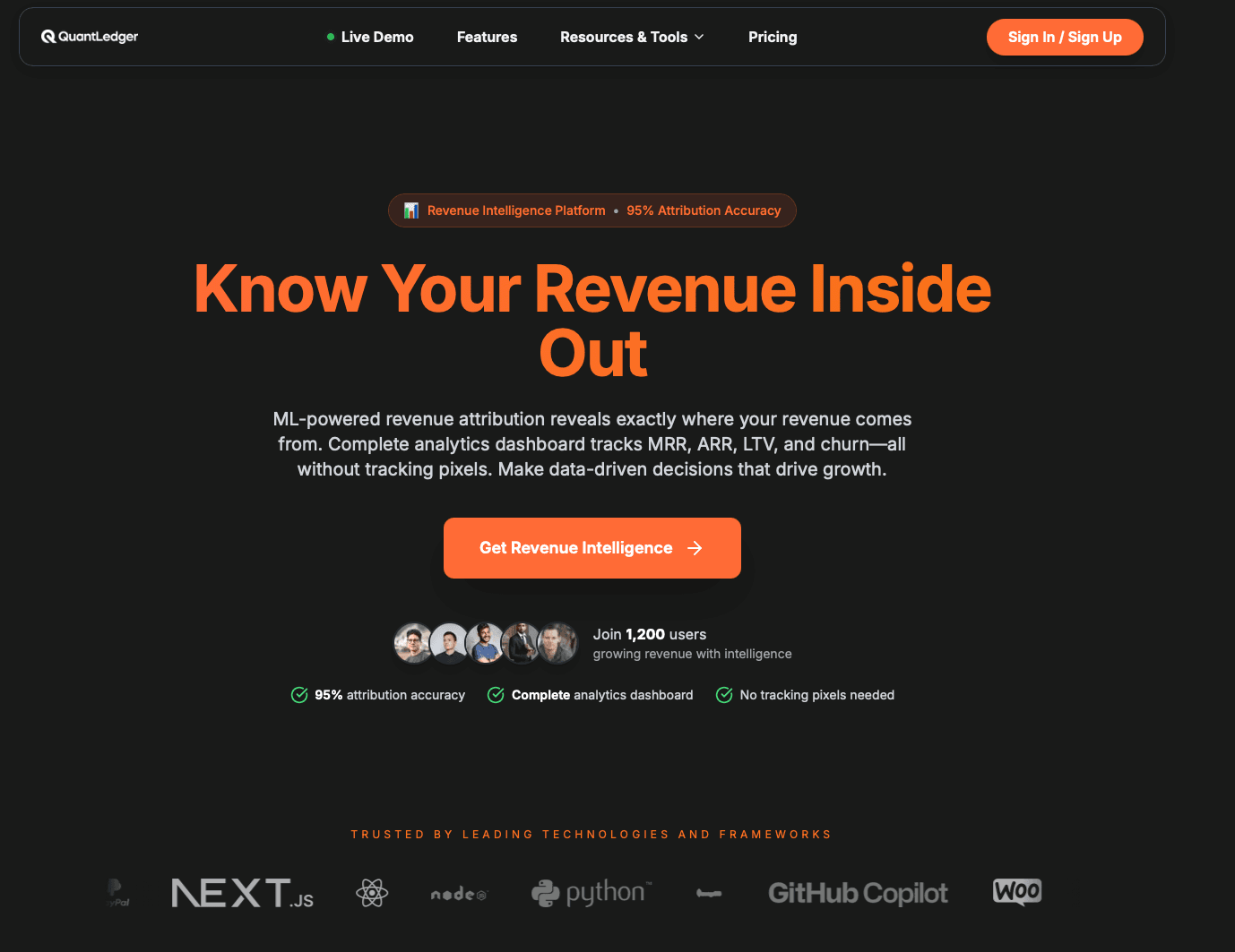 QuantLedger product preview for startup listing on Aura++