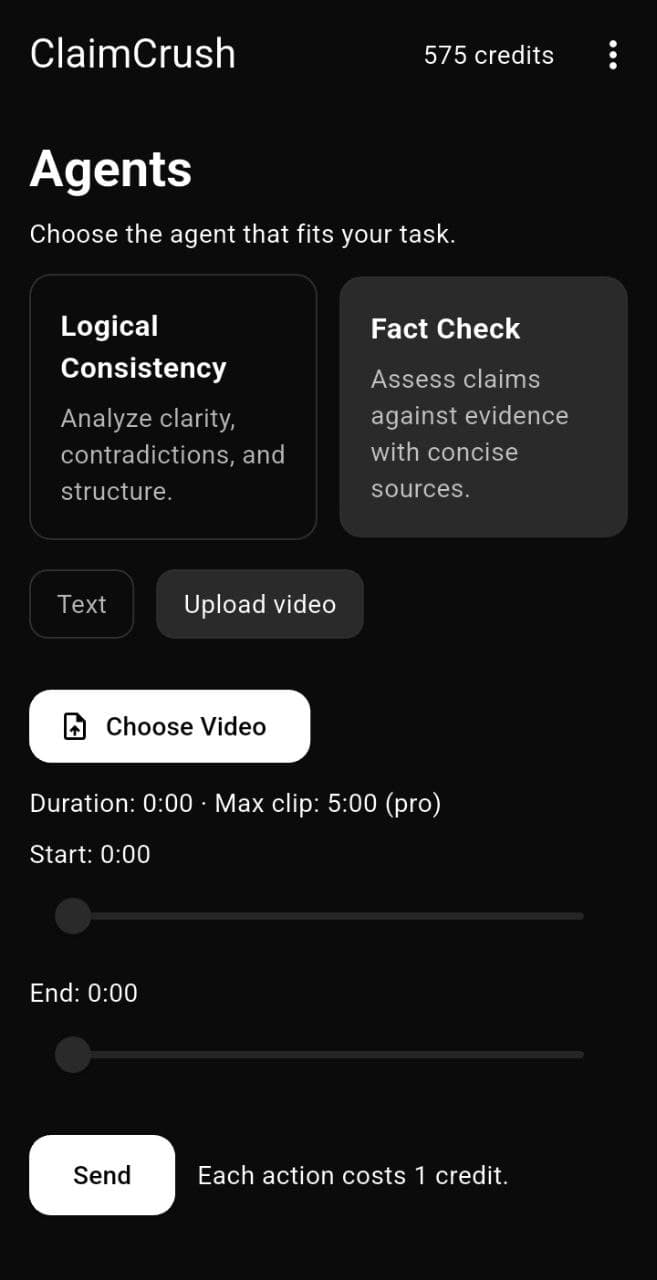 ClaimCrush product preview for startup listing on Aura++