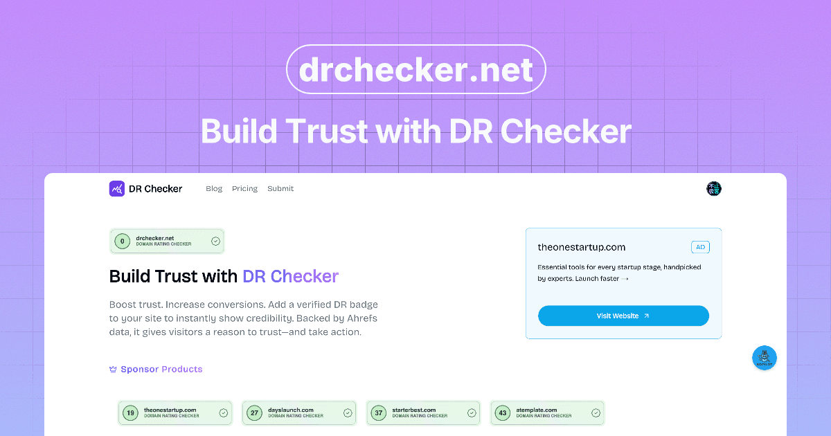 DR Checker - Trust Verification Tool product preview for startup listing on Aura++