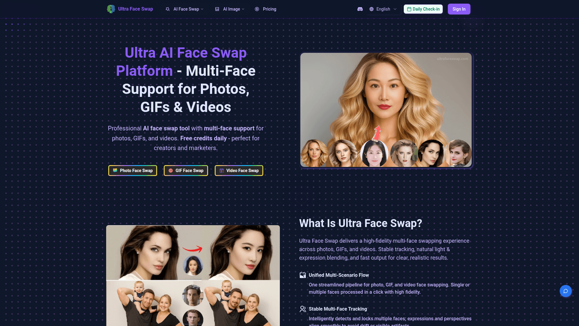 Ultra Face Swap AI Platform product preview for startup listing on Aura++
