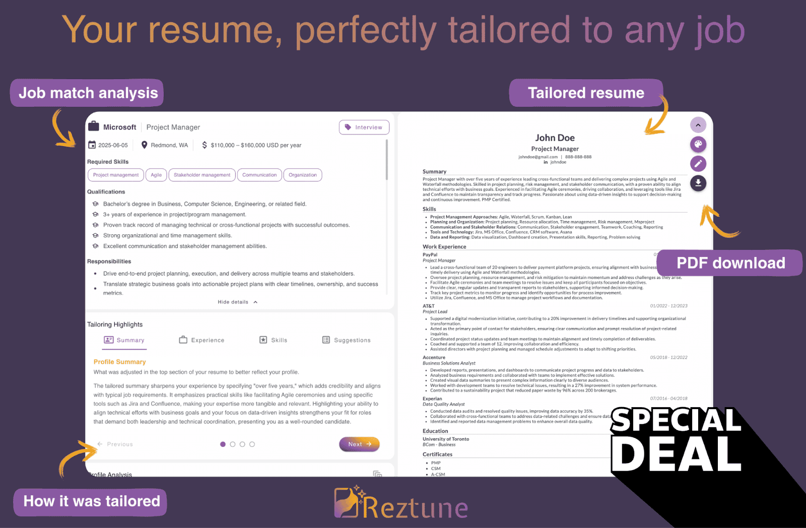 Reztune product preview for startup listing on Aura++