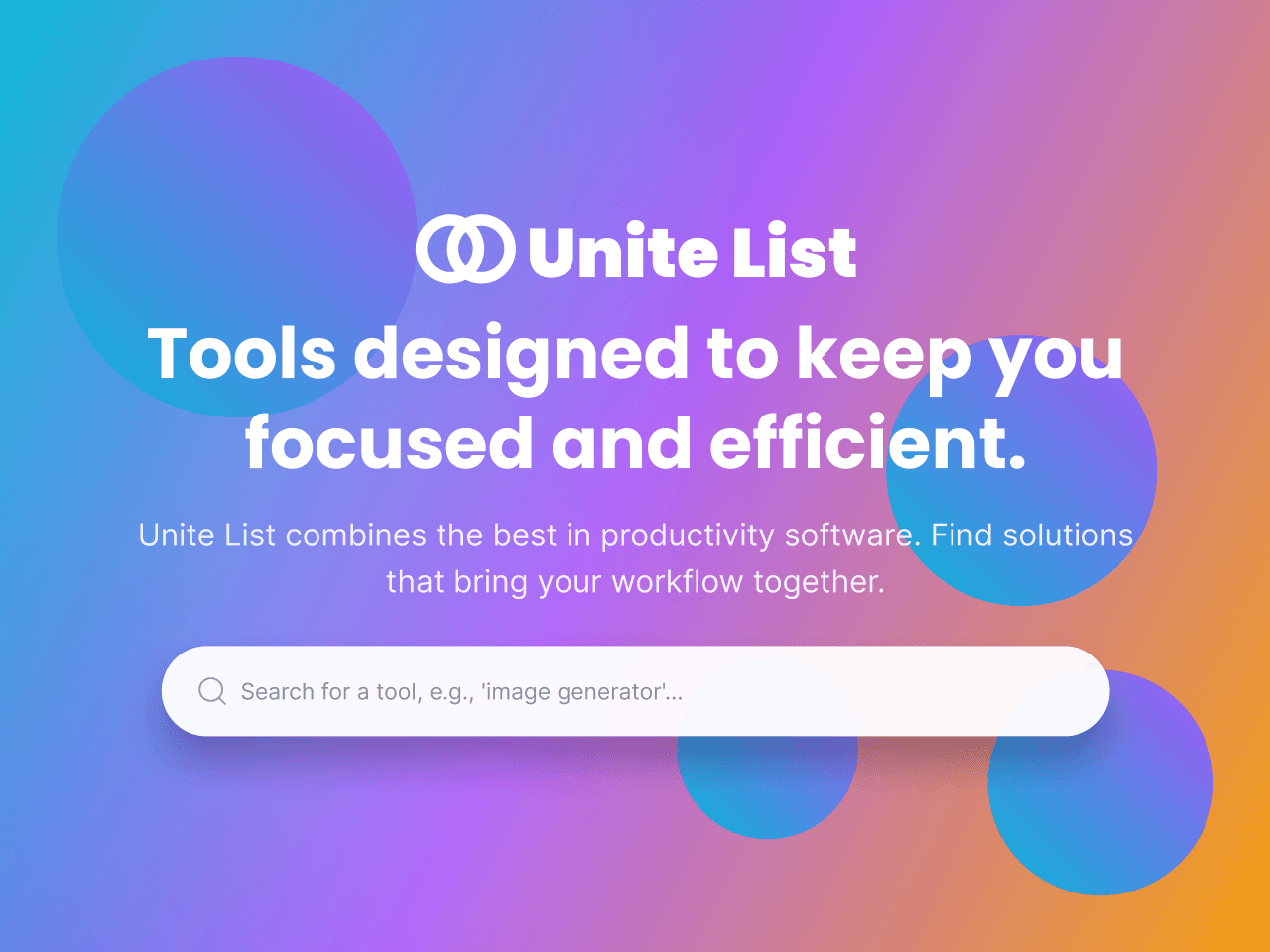 Unite List Productivity Hub product preview for startup listing on Aura++
