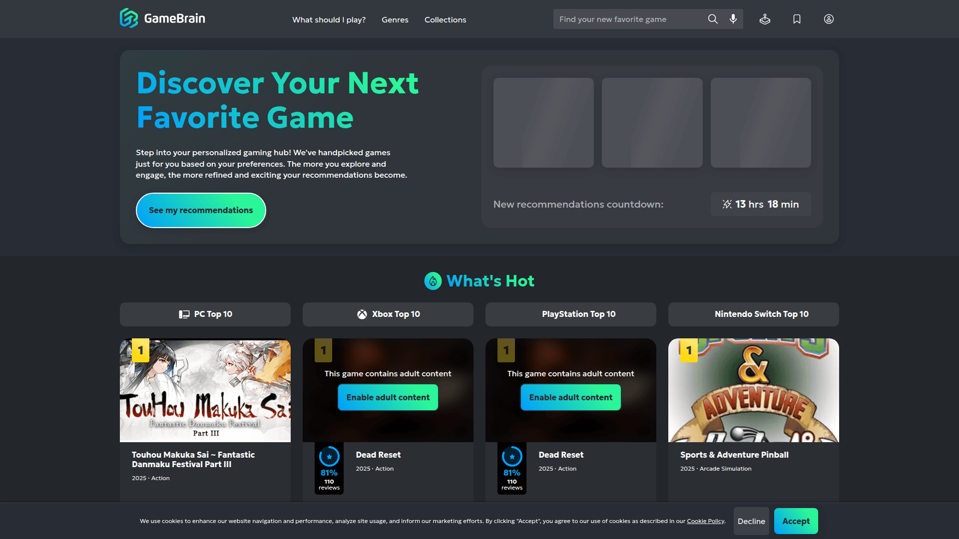 GameBrain: Personalized Game Recommendations product preview for startup listing on Aura++