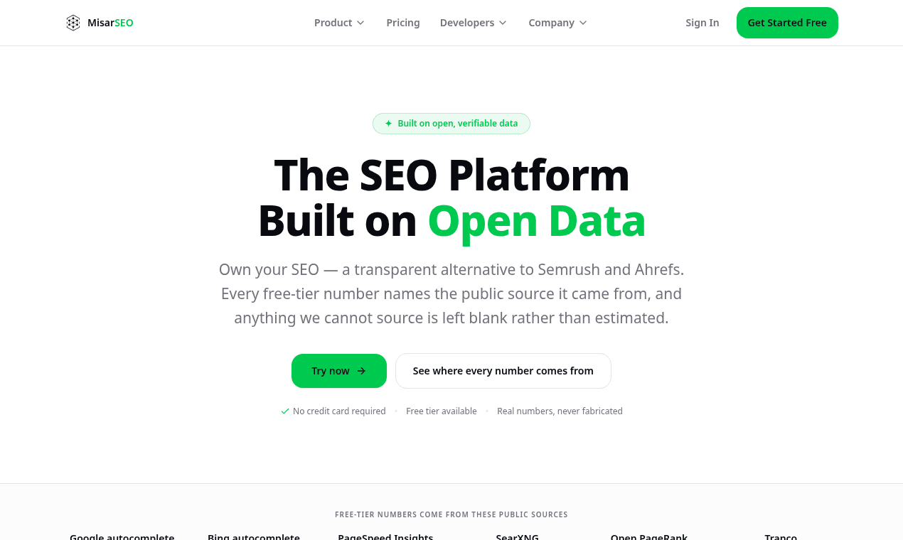 MisarSEO.com product preview for startup listing on Aura++