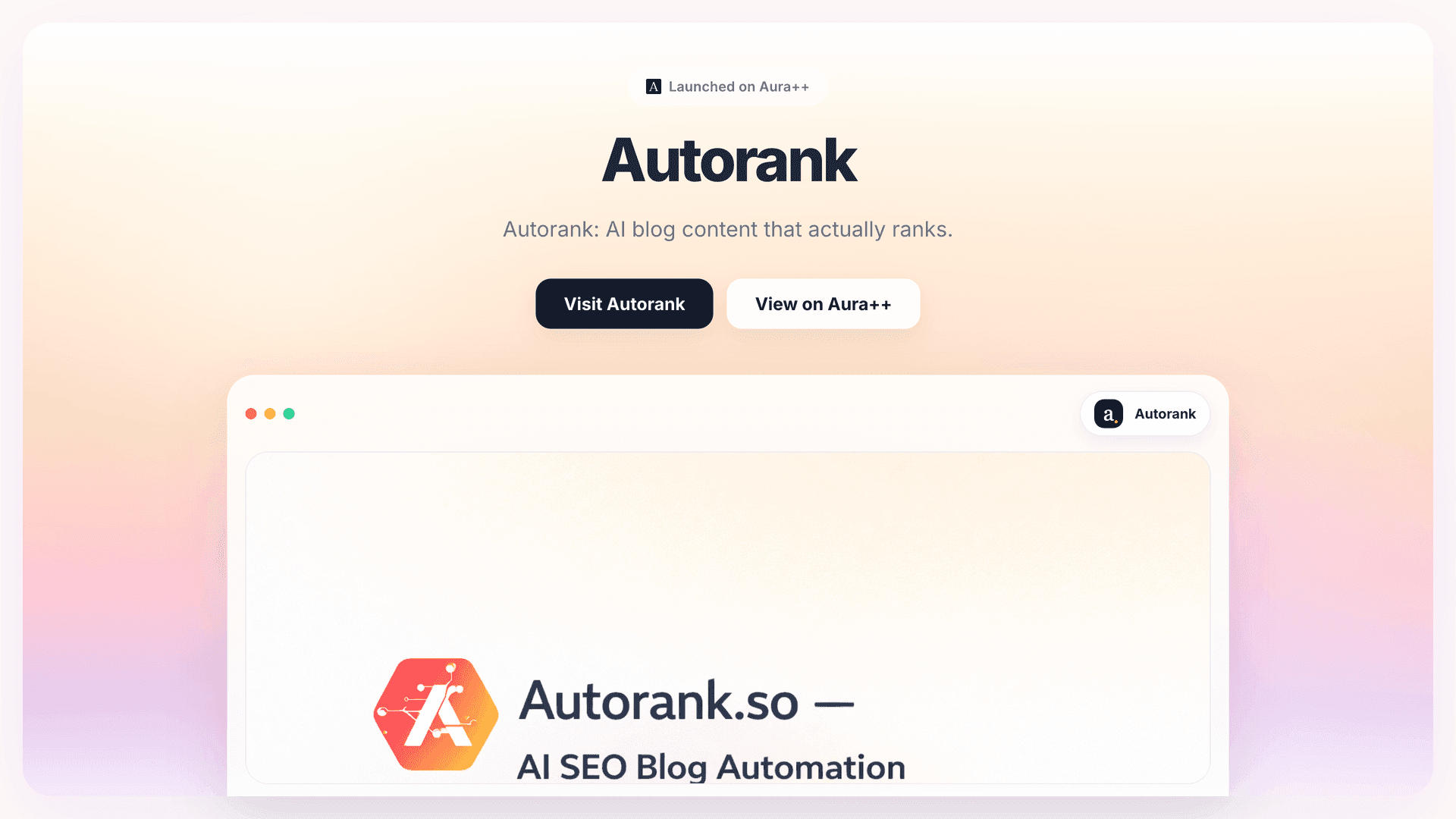 Autorank launch story featured image on Aura++