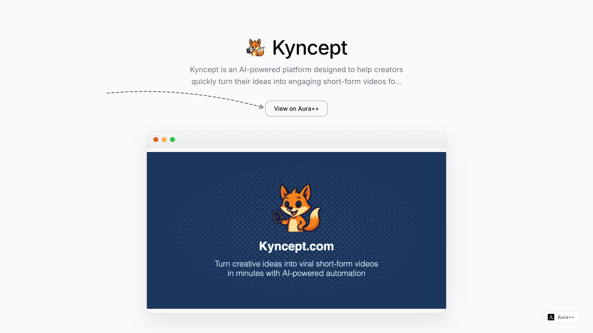 Kyncept - Viral Video Creator launch story featured image on Aura++