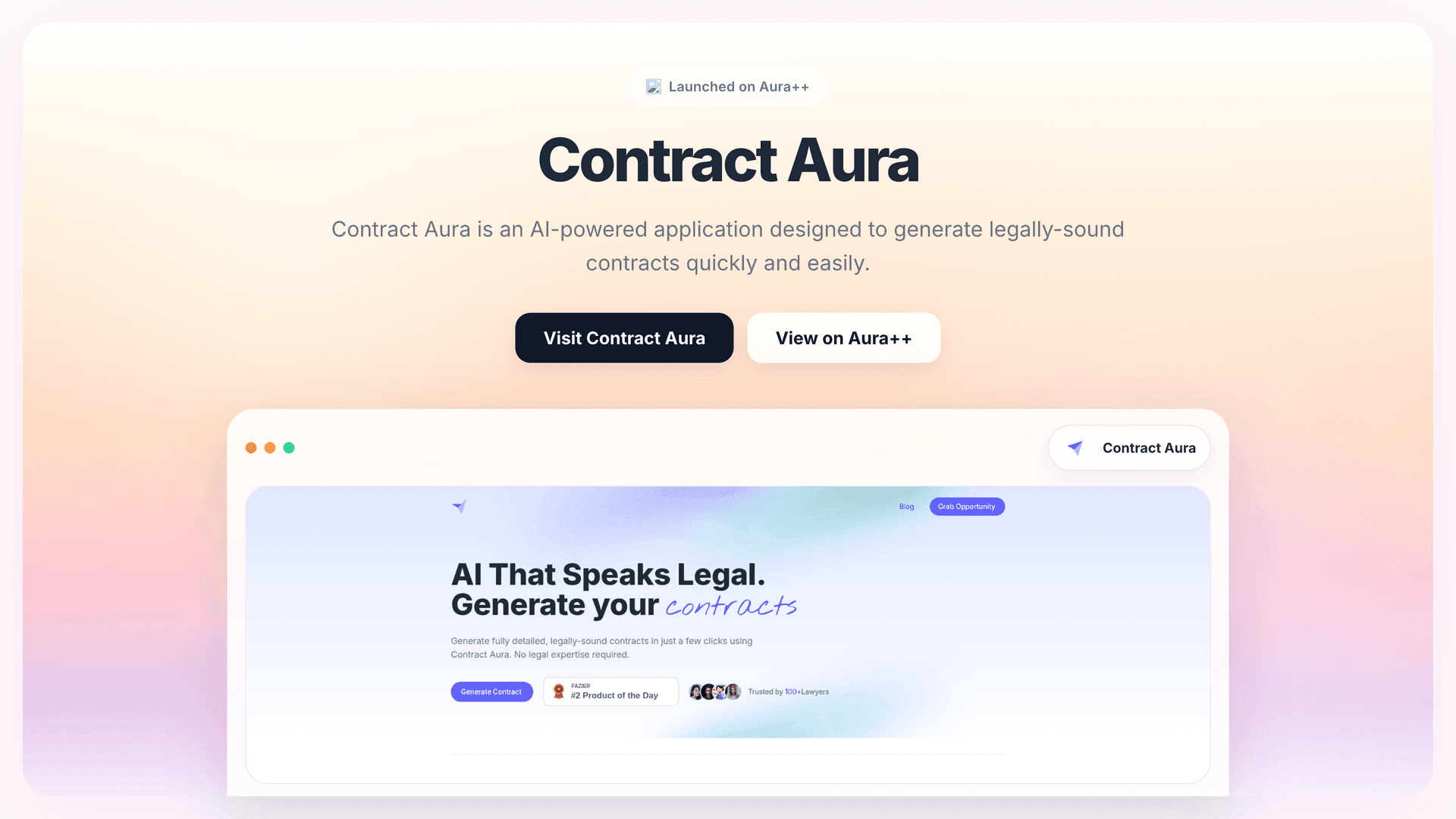 Contract Aura launch story featured image on Aura++