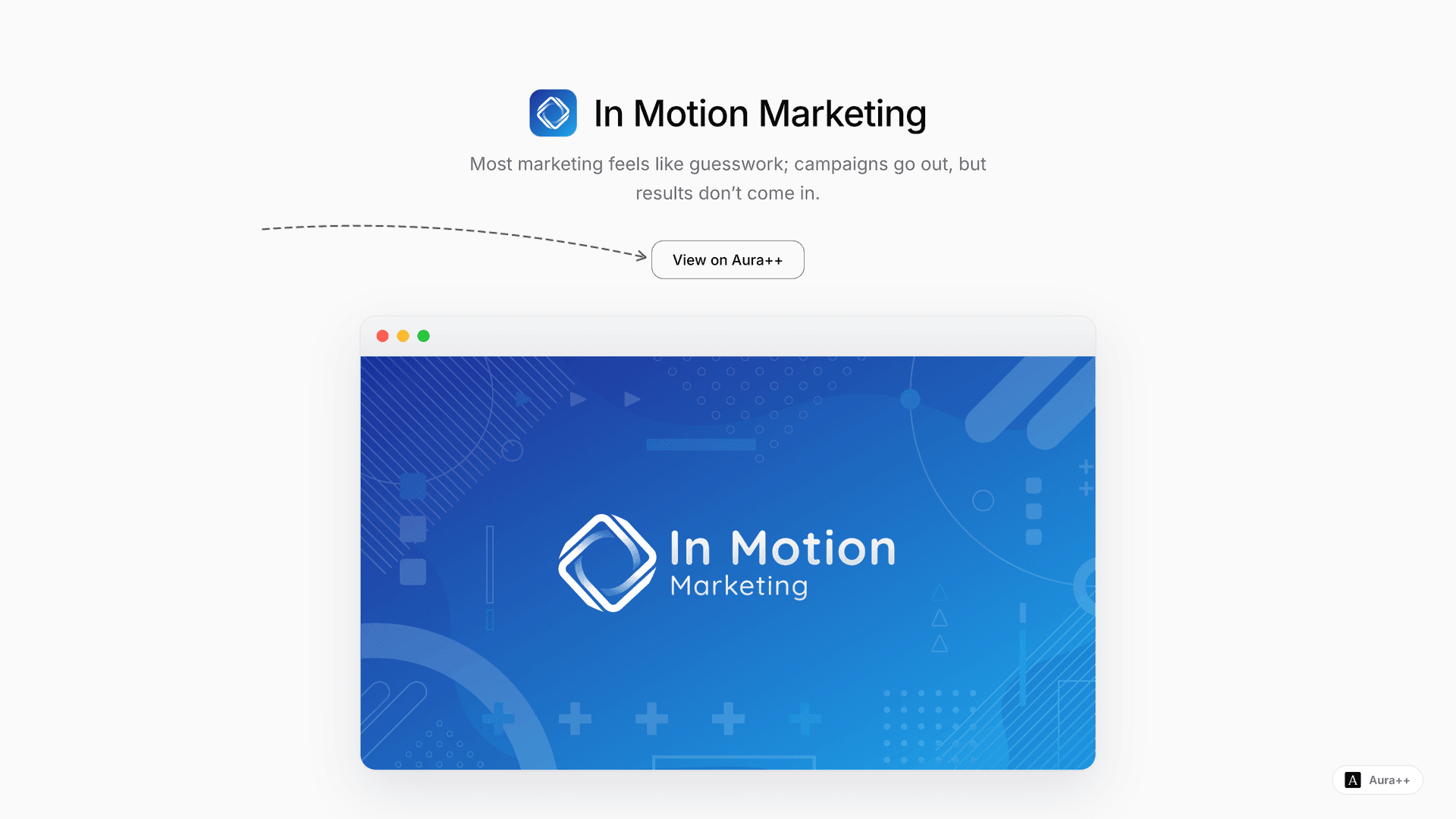 In Motion Marketing launch story featured image on Aura++