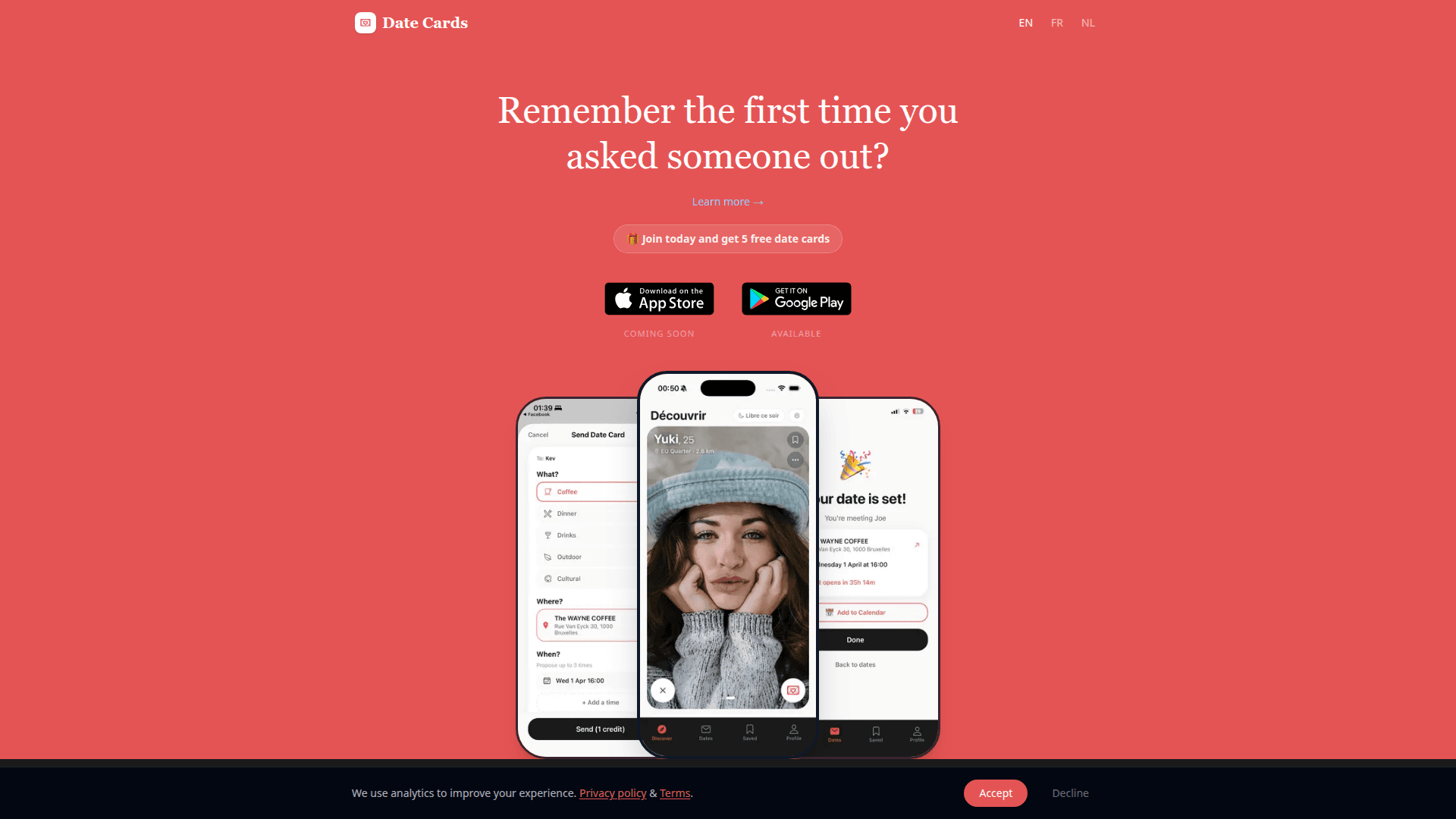 Date Cards - Real-Life Dating Experience product preview for startup listing on Aura++