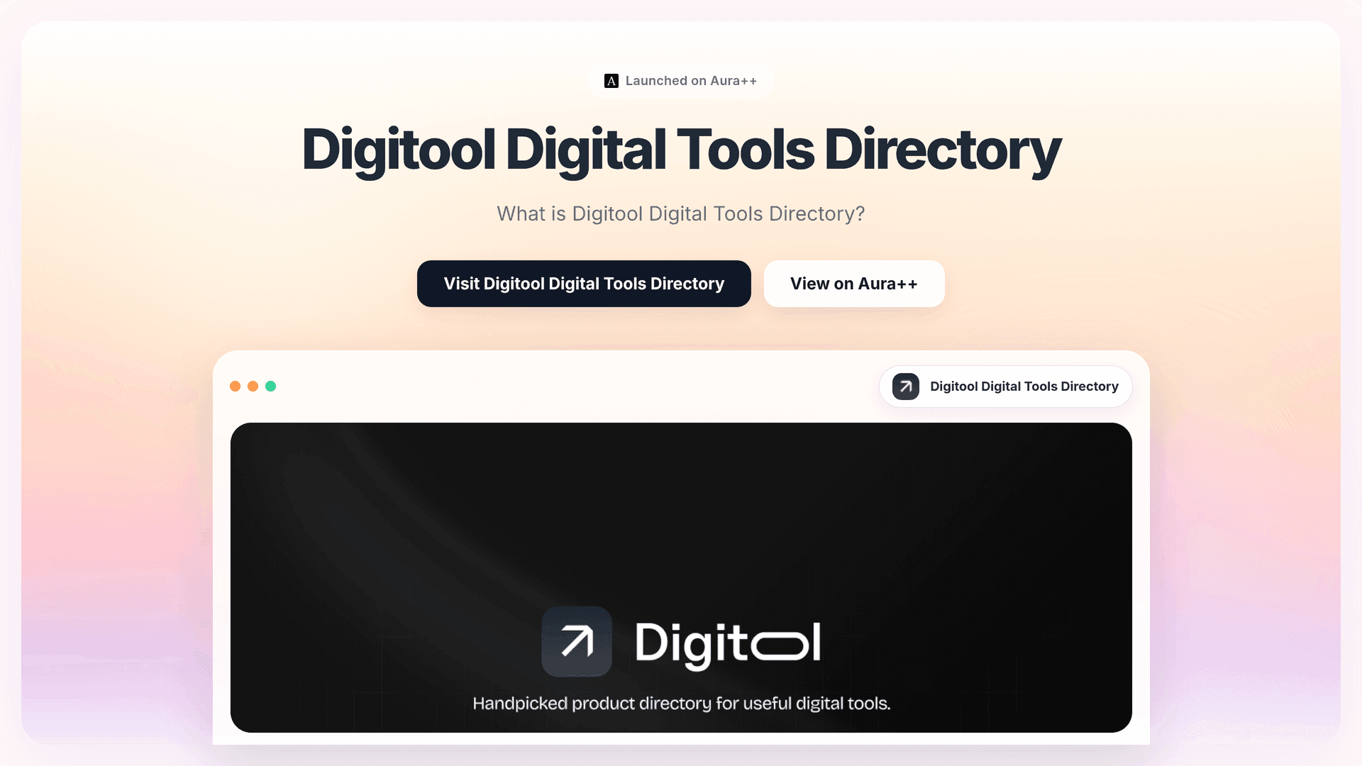 Digitool Digital Tools Directory launch story featured image on Aura++