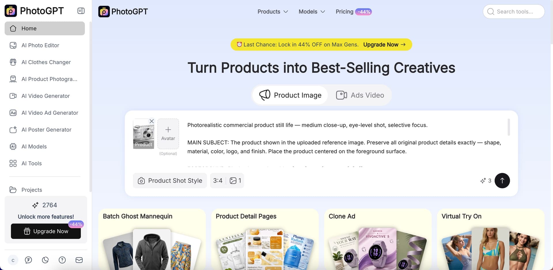 PhotoGPT product preview for startup listing on Aura++