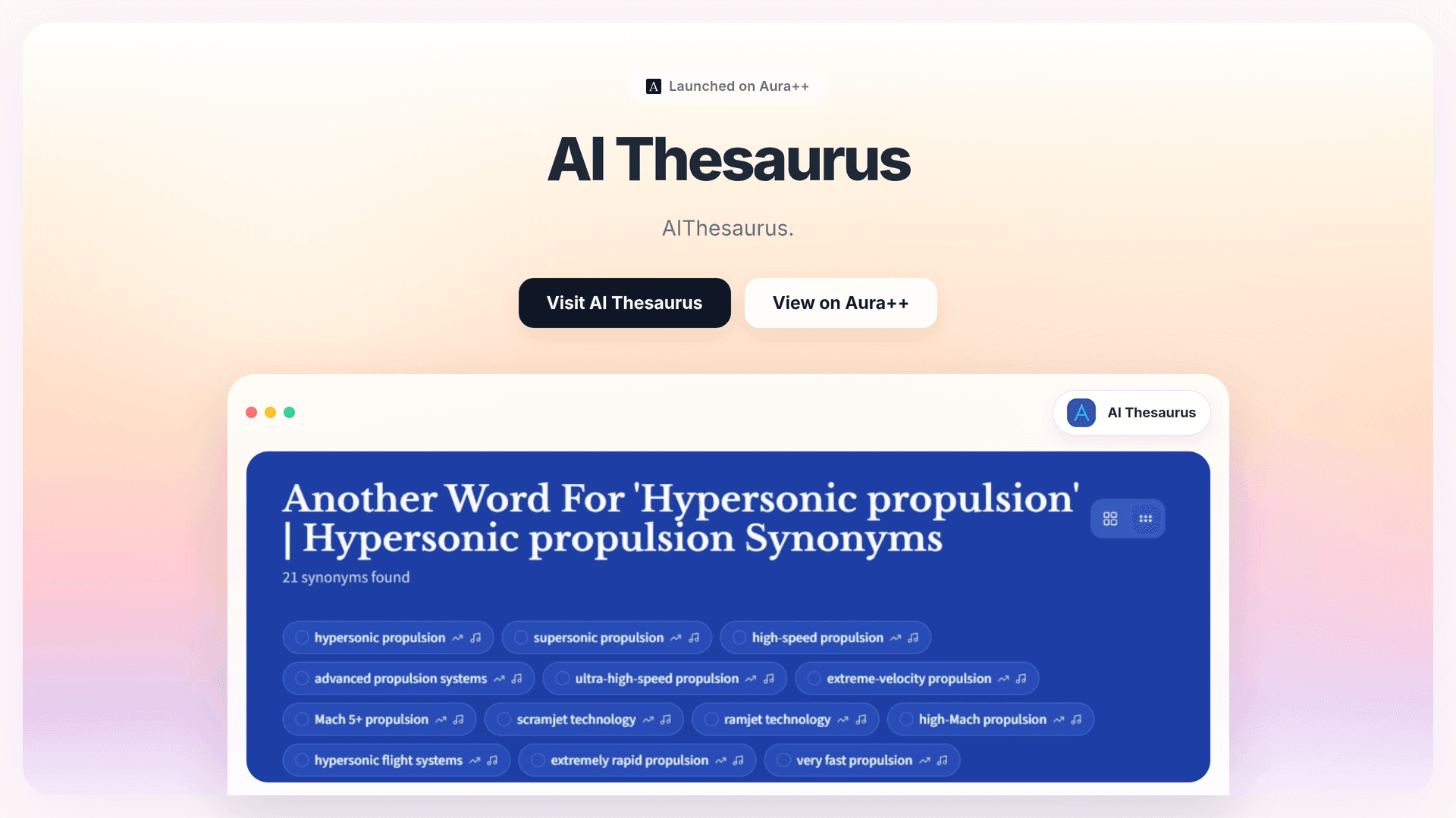 AI Thesaurus launch story featured image on Aura++