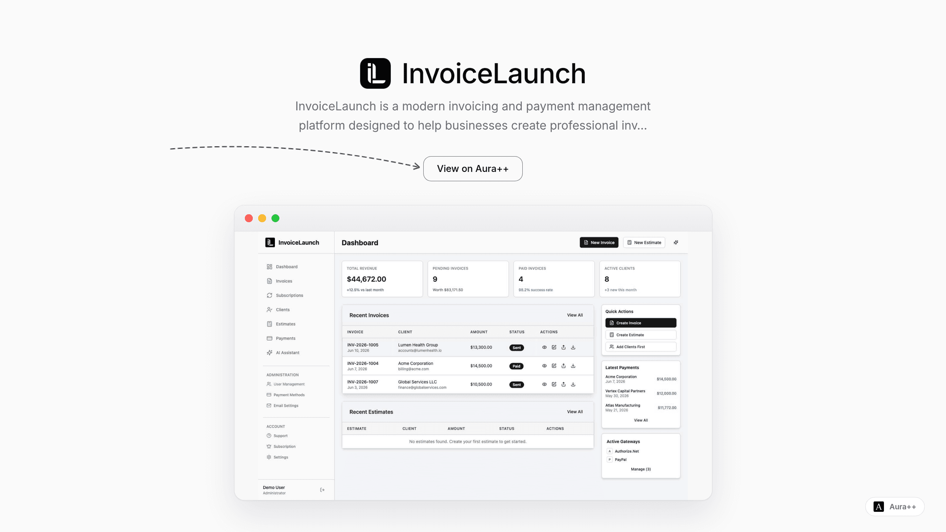 InvoiceLaunch launch story featured image on Aura++