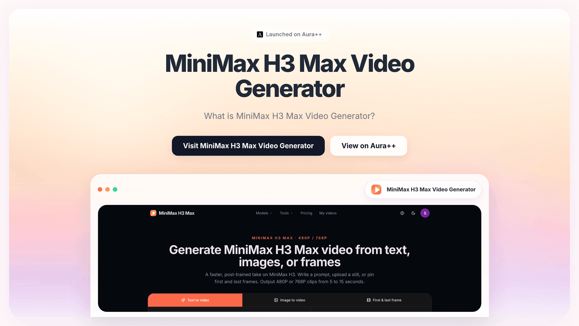 MiniMax H3 Max Video Generator launch story featured image on Aura++