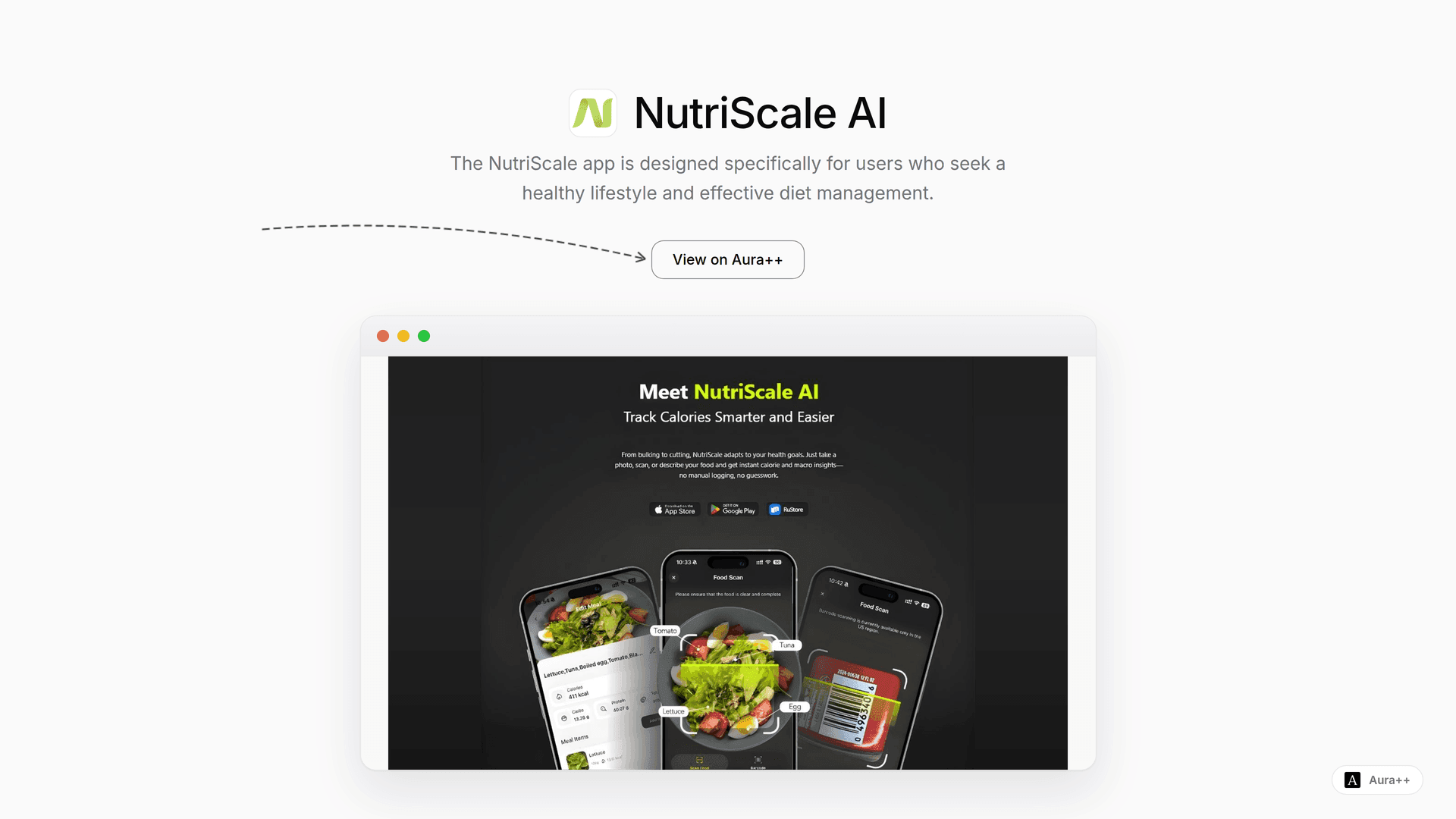 NutriScale AI launch story featured image on Aura++