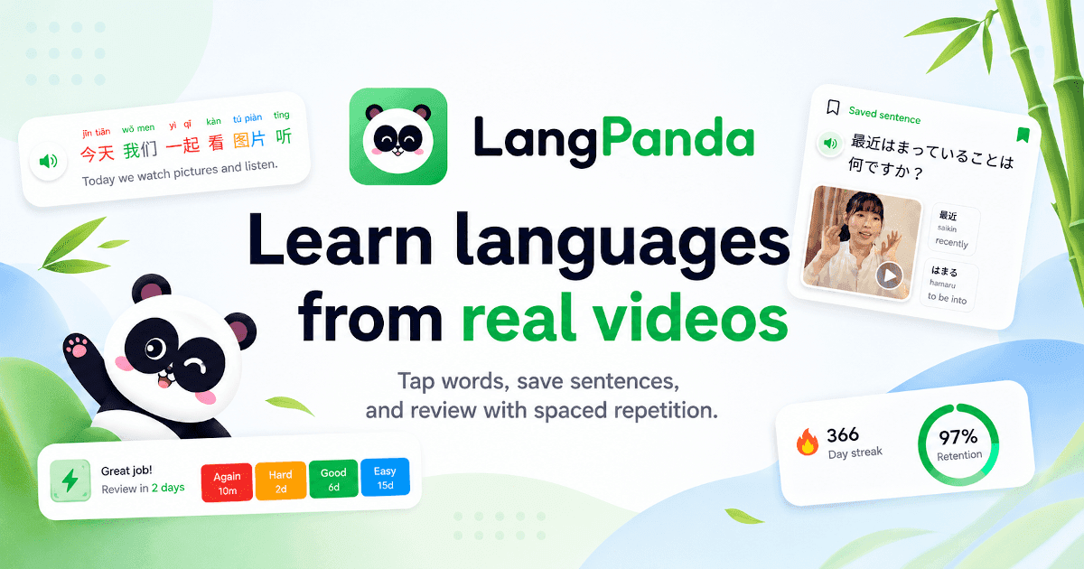 LangPanda - Multilingual Learning Platform product preview for startup listing on Aura++