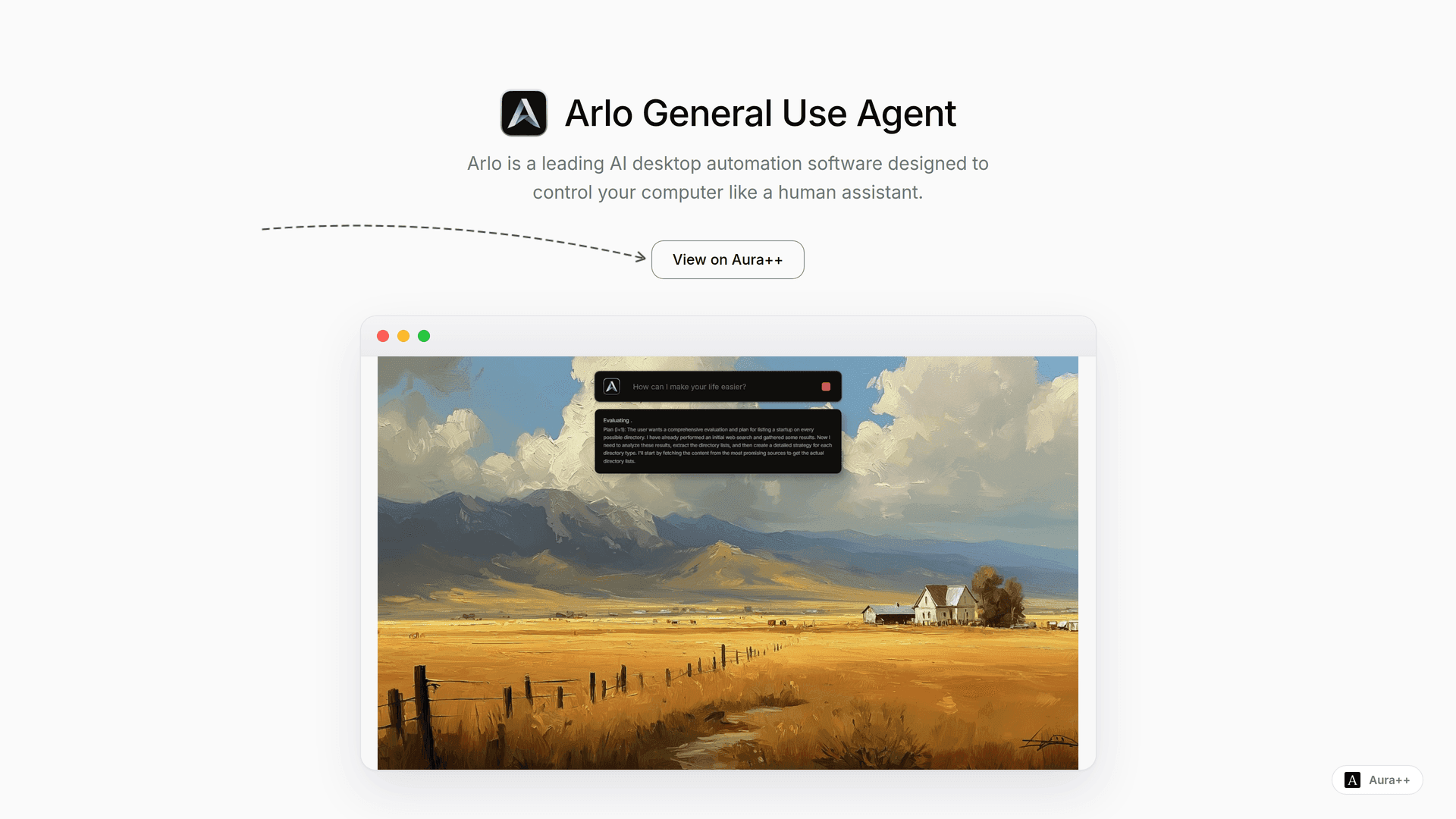 Arlo General Use Agent launch story featured image on Aura++