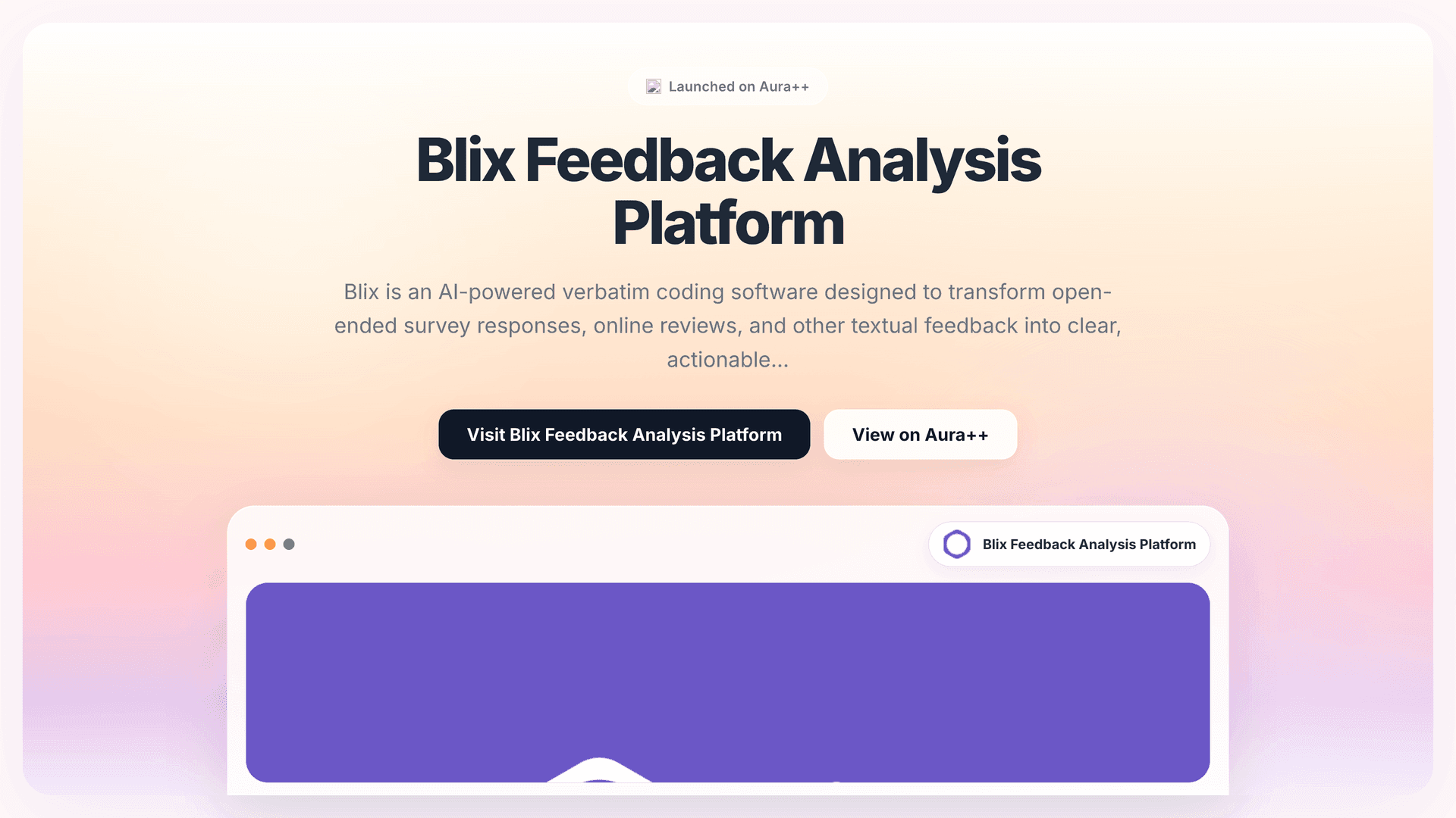 Blix Feedback Analysis Platform launch story featured image on Aura++