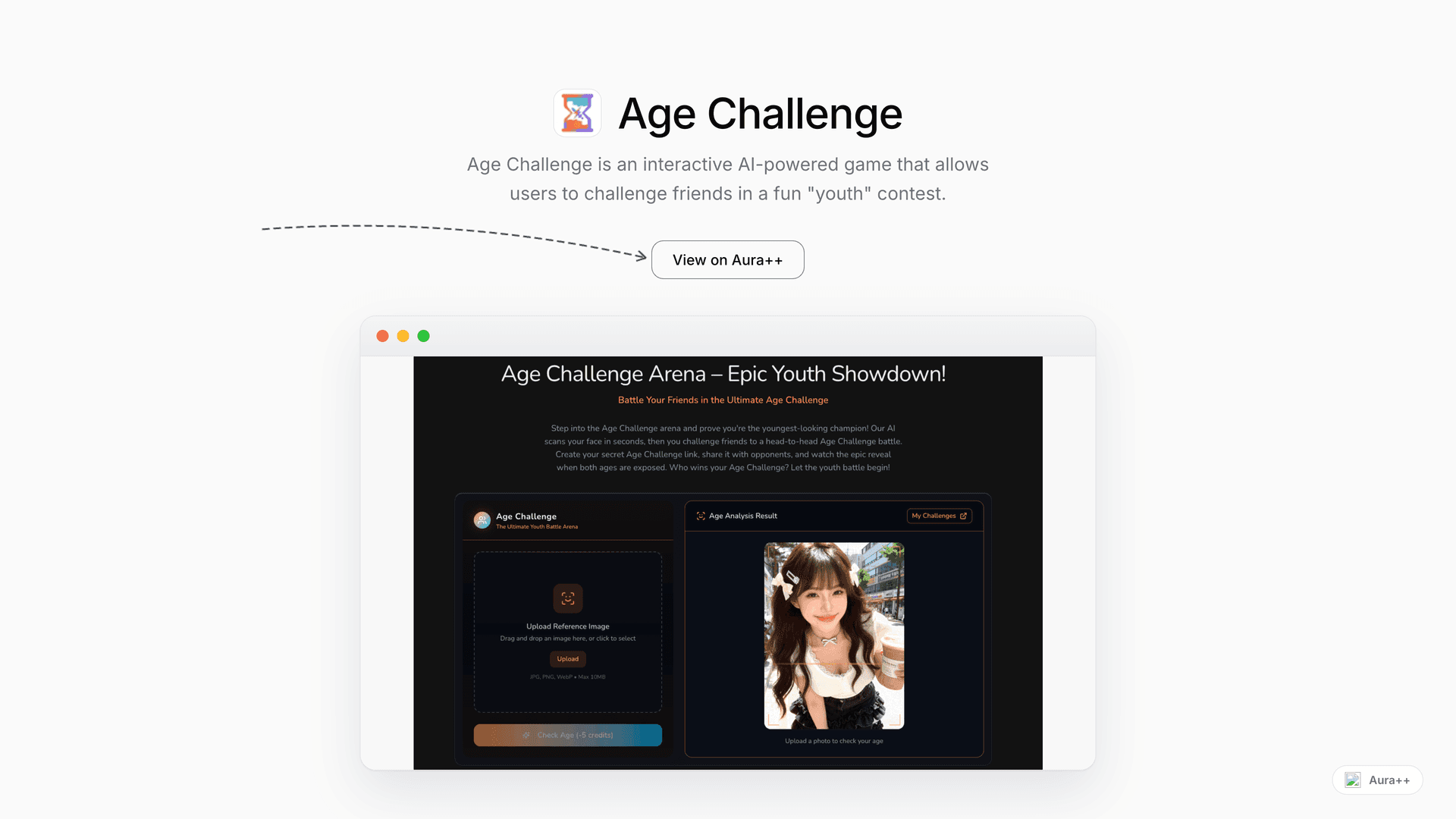 Age Challenge: Youth Face-Off Game launch story featured image on Aura++