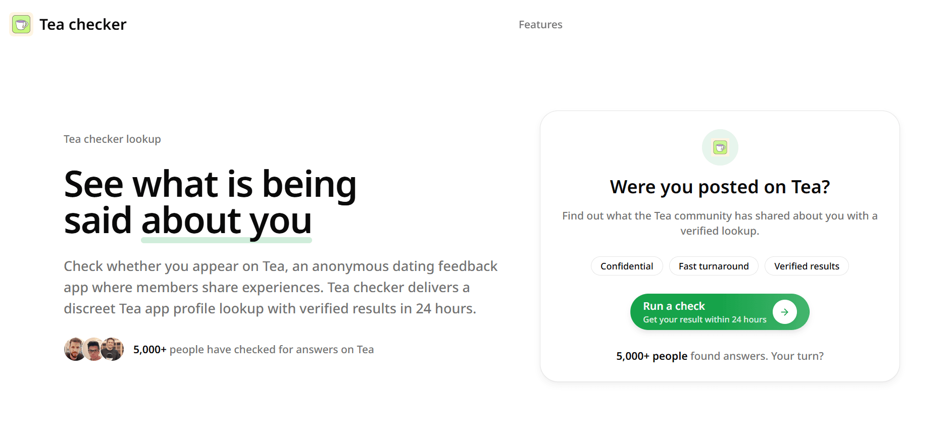 TeaChecker product preview for startup listing on Aura++
