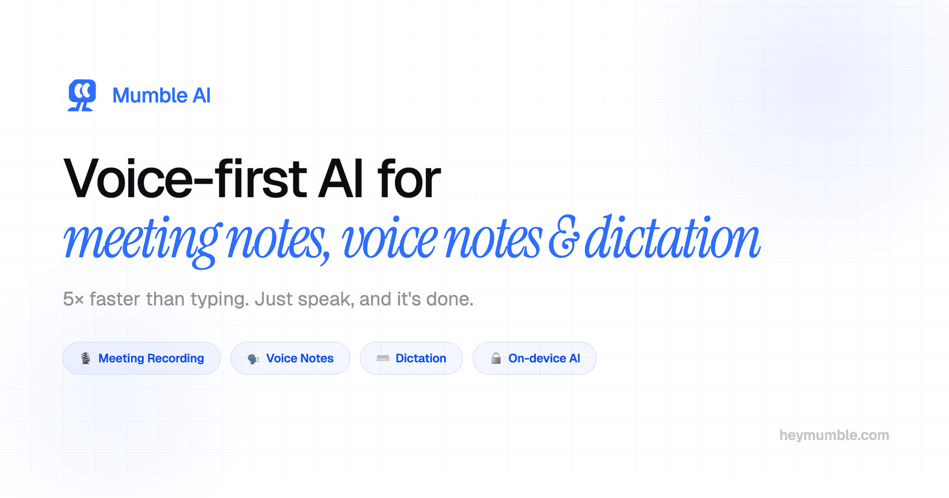 Mumble AI product preview for startup listing on Aura++