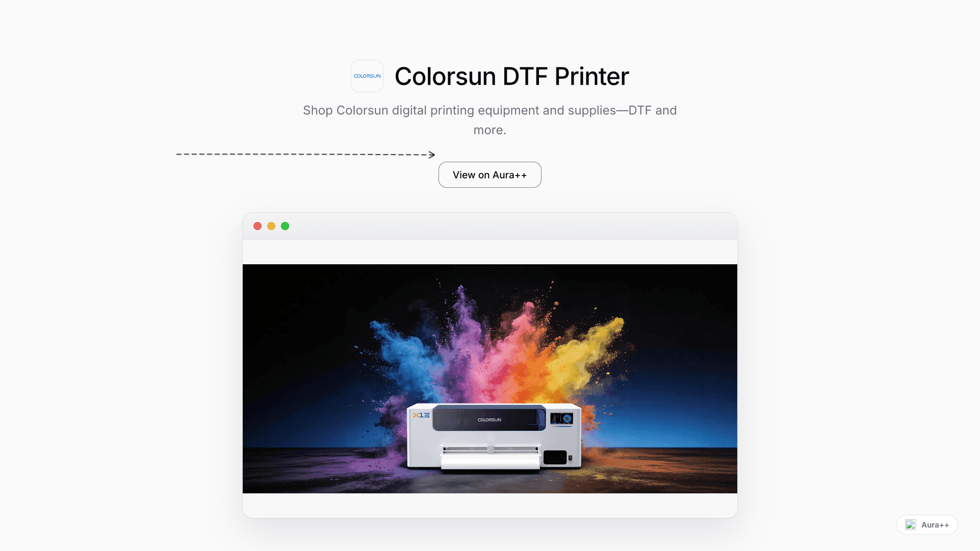 Colorsun DTF Printer launch story featured image on Aura++
