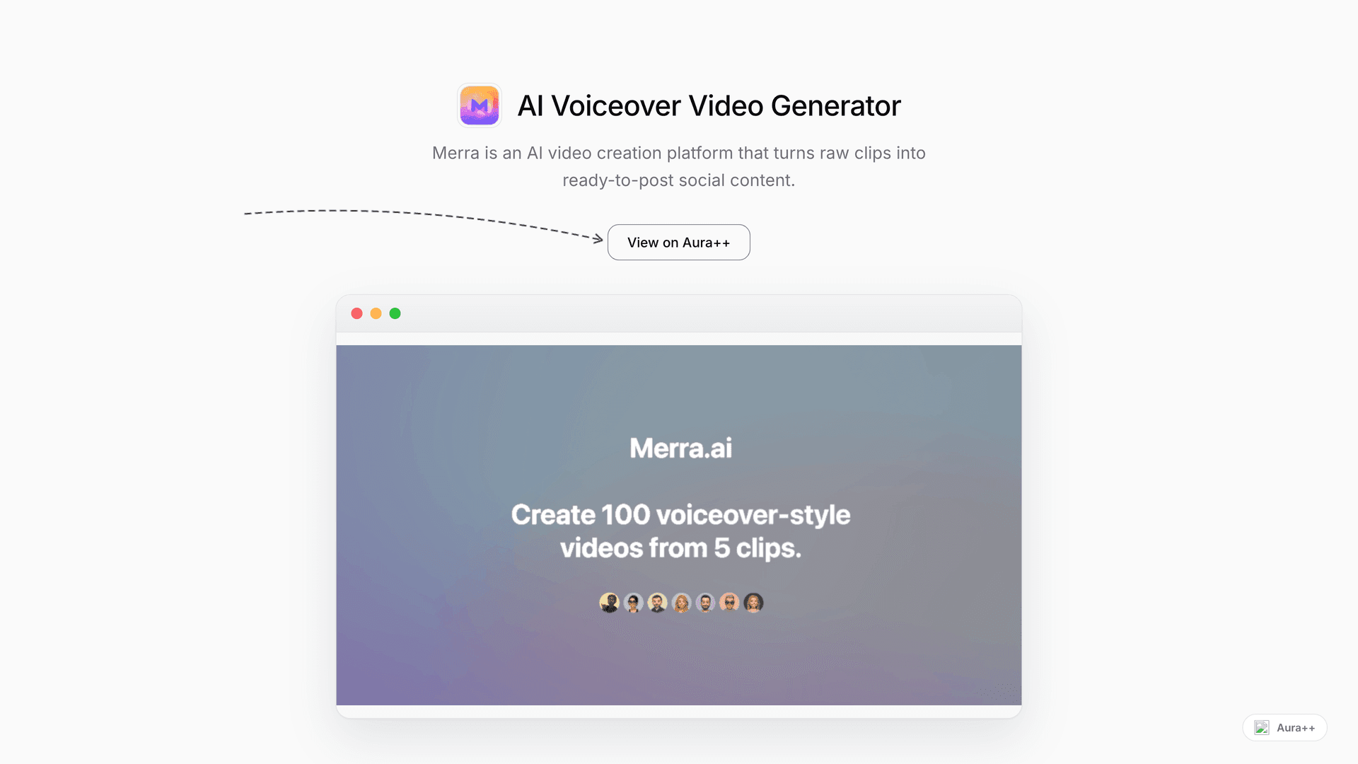 AI Voiceover Video Generator launch story featured image on Aura++