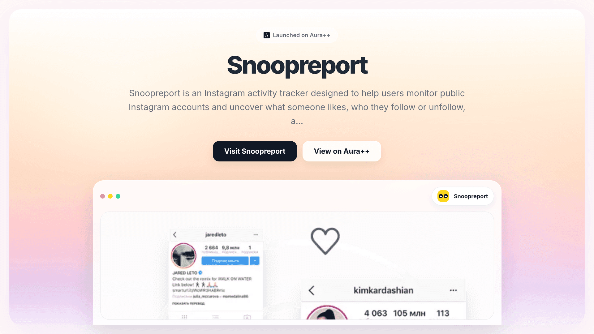 Snoopreport launch story featured image on Aura++