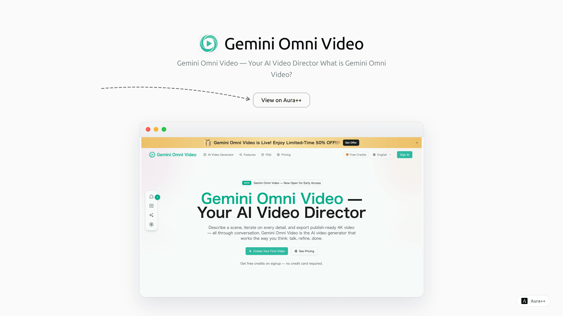 Gemini Omni Video - AI Video Generator launch story featured image on Aura++