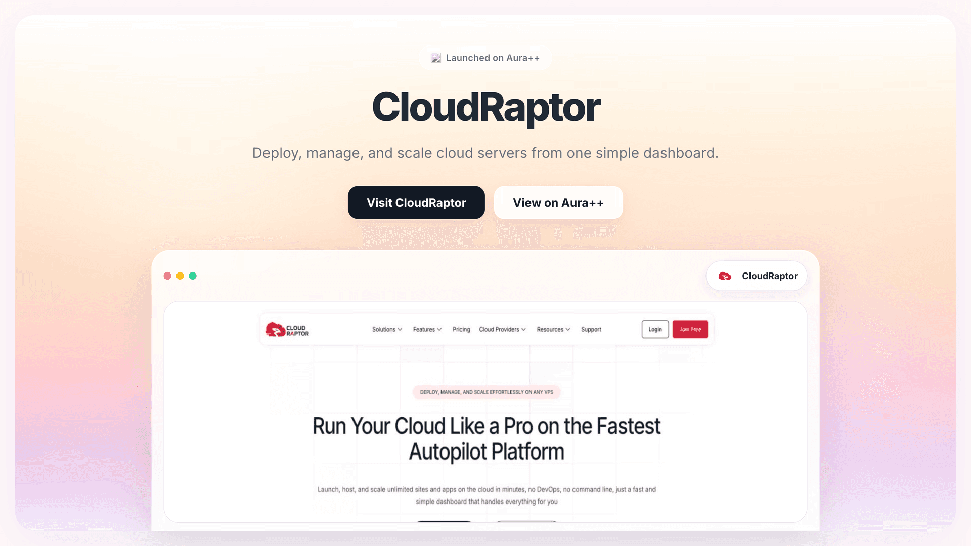 CloudRaptor launch story featured image on Aura++