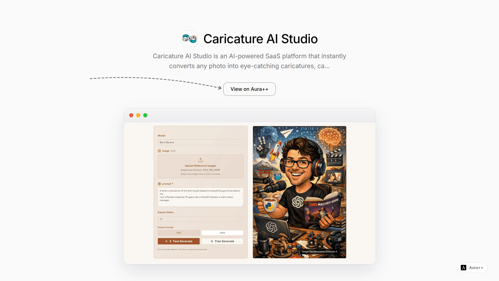Caricature AI Studio   launch story featured image on Aura++