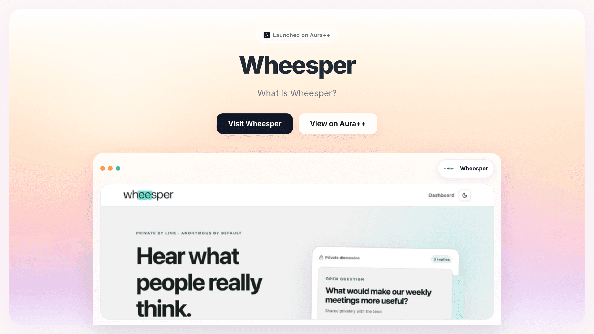 Wheesper launch story featured image on Aura++