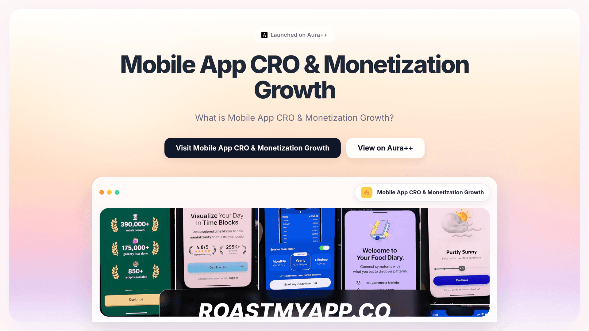 Mobile App CRO & Monetization Growth launch story featured image on Aura++