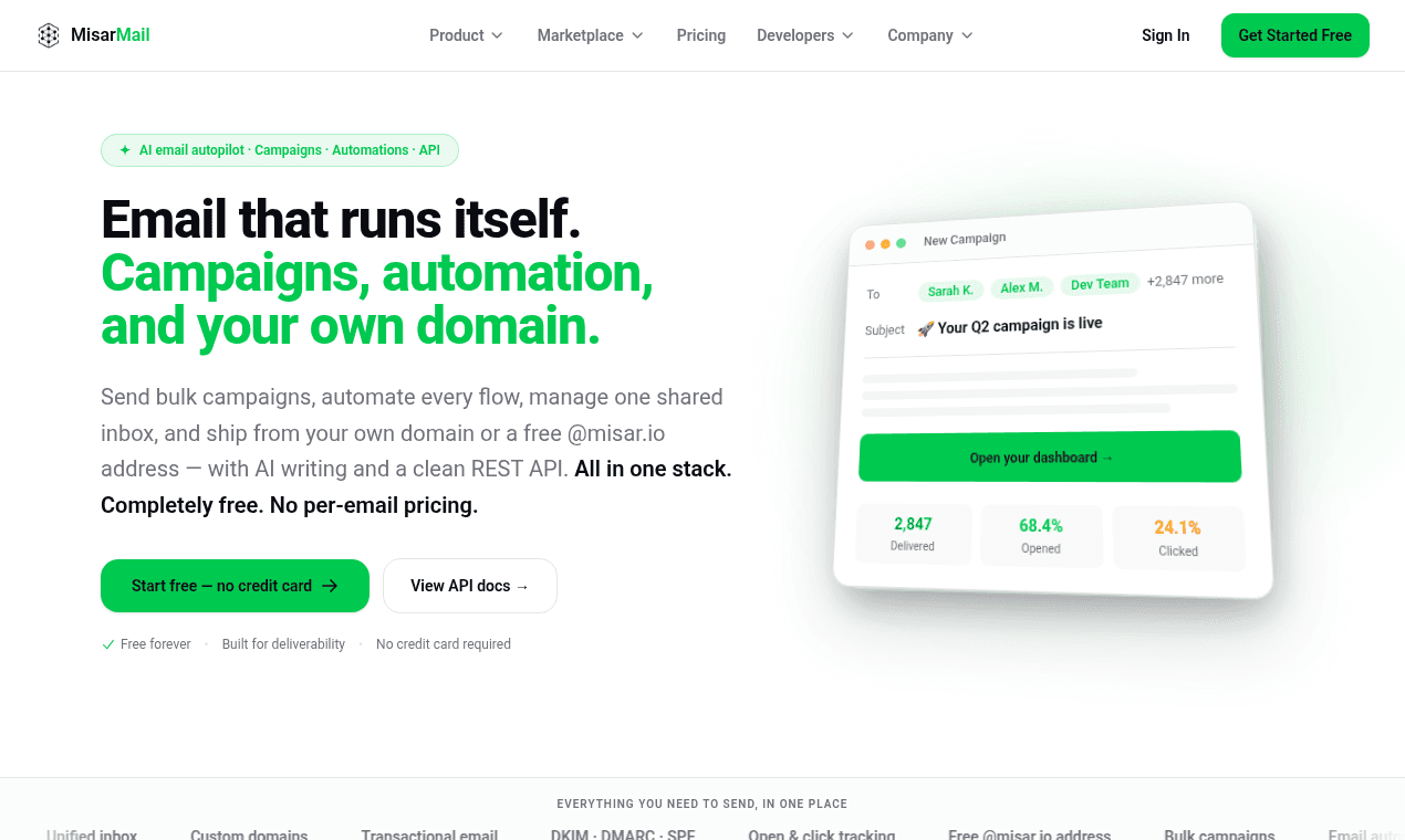 MisarMail.com product preview for startup listing on Aura++