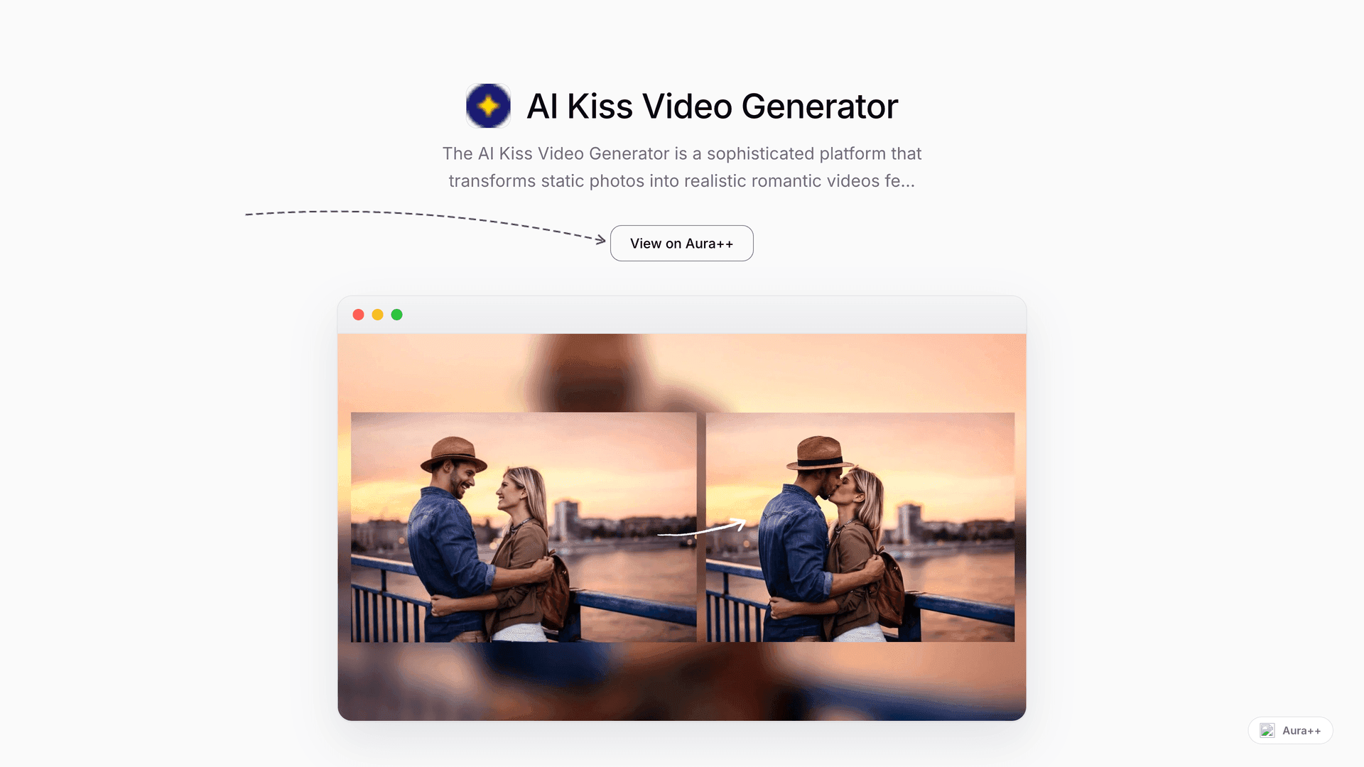 AI Kiss Video Generator launch story featured image on Aura++