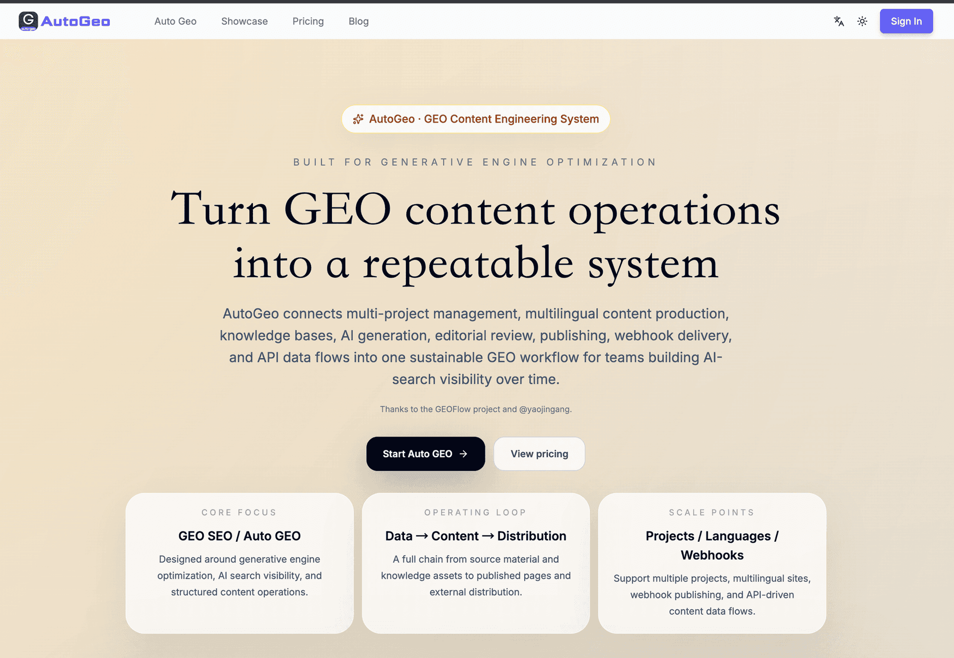 AutoGeo product preview for startup listing on Aura++