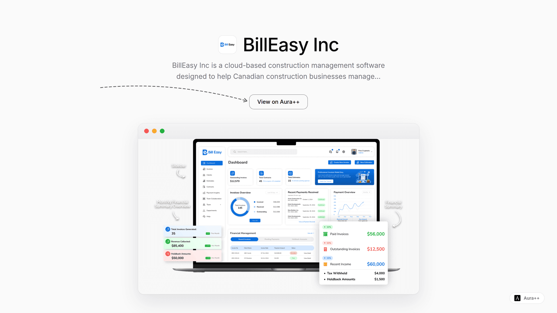 BillEasy Inc launch story featured image on Aura++